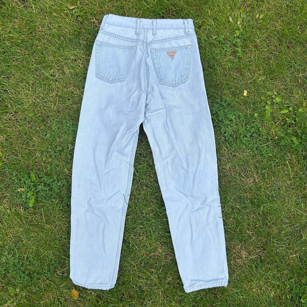 Vintage 80s Guess Jeans Womens Sz 28 Light Blue Denim 1050 Faded Mom Made in USA - Picture 5 of 9